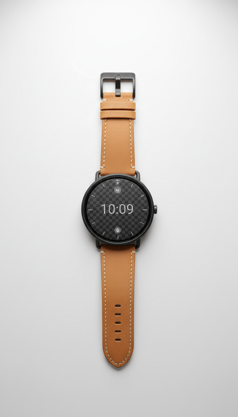 Smart watch with sandstone leather strap