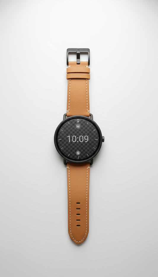 Smart watch with sandstone leather strap