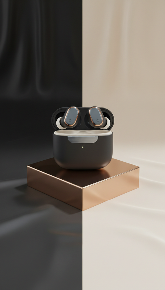 Premium wireless earbuds with carbon fiber case
