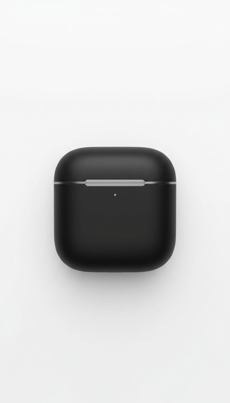 Wireless earbuds in metallic-accented matte case
